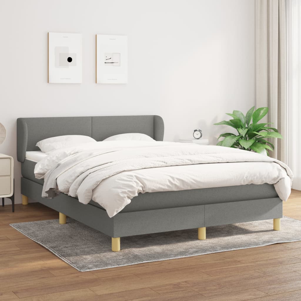 Boxspring met matras stof donkergrijs 140x200 cm is nu te koop bij PeponiXL, paradijselijk wonen!