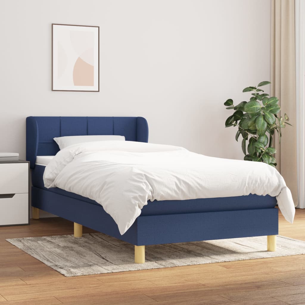 Boxspring met matras stof blauw 100x200 cm is nu te koop bij PeponiXL, paradijselijk wonen!
