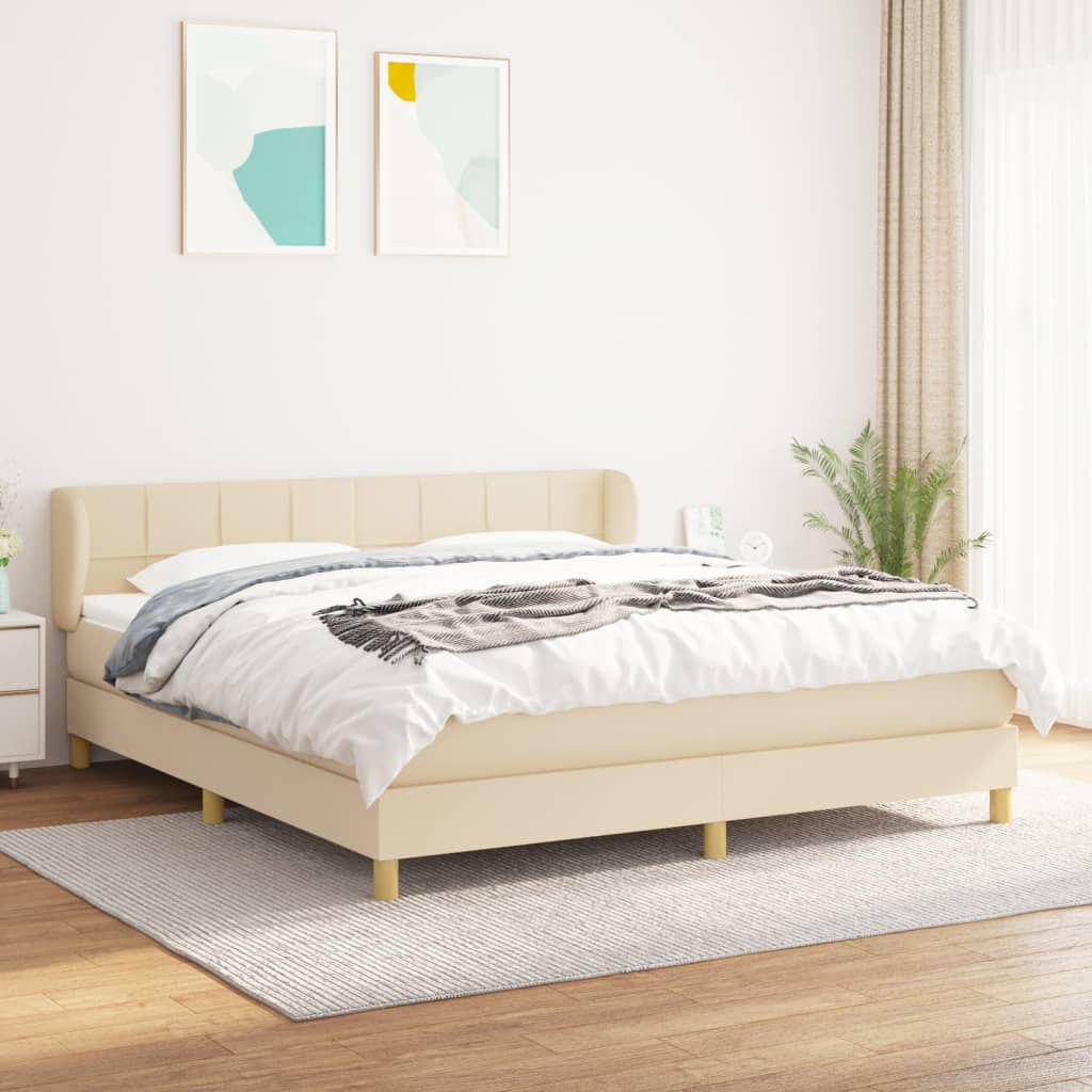 Boxspring met matras stof crèmekleurig 160x200 cm is nu te koop bij PeponiXL, paradijselijk wonen!