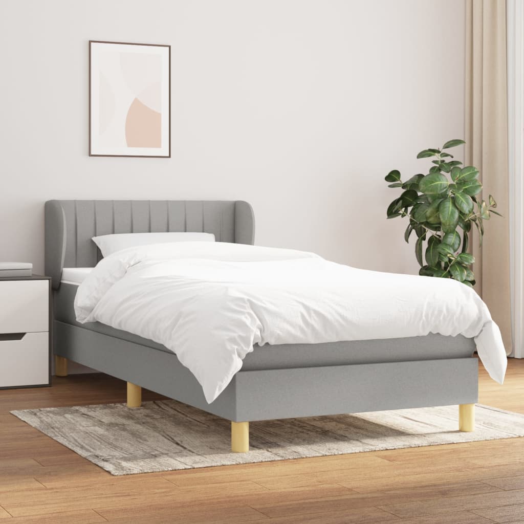 Boxspring met matras stof lichtgrijs 100x200 cm is nu te koop bij PeponiXL, paradijselijk wonen!