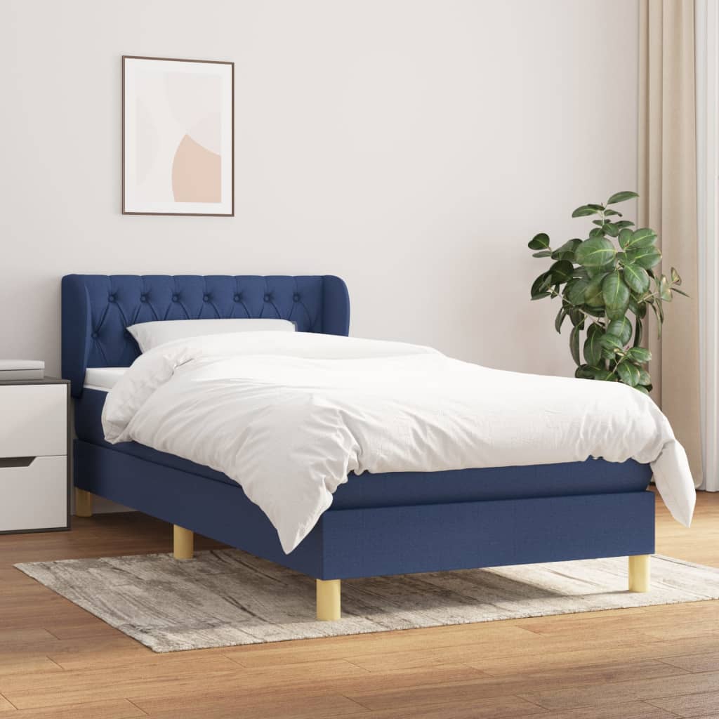 Boxspring met matras stof blauw 100x200 cm is nu te koop bij PeponiXL, paradijselijk wonen!