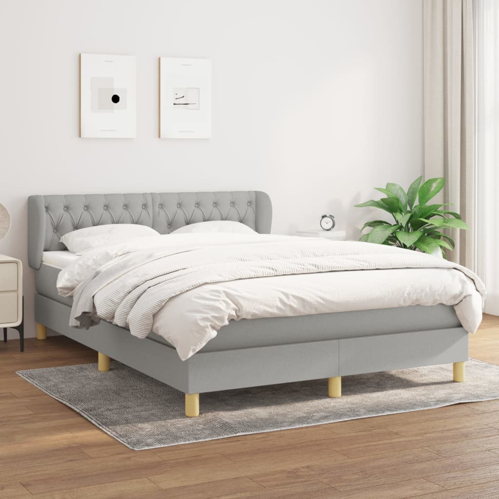 Boxspring met matras stof lichtgrijs 140x200 cm is nu te koop bij PeponiXL, paradijselijk wonen!