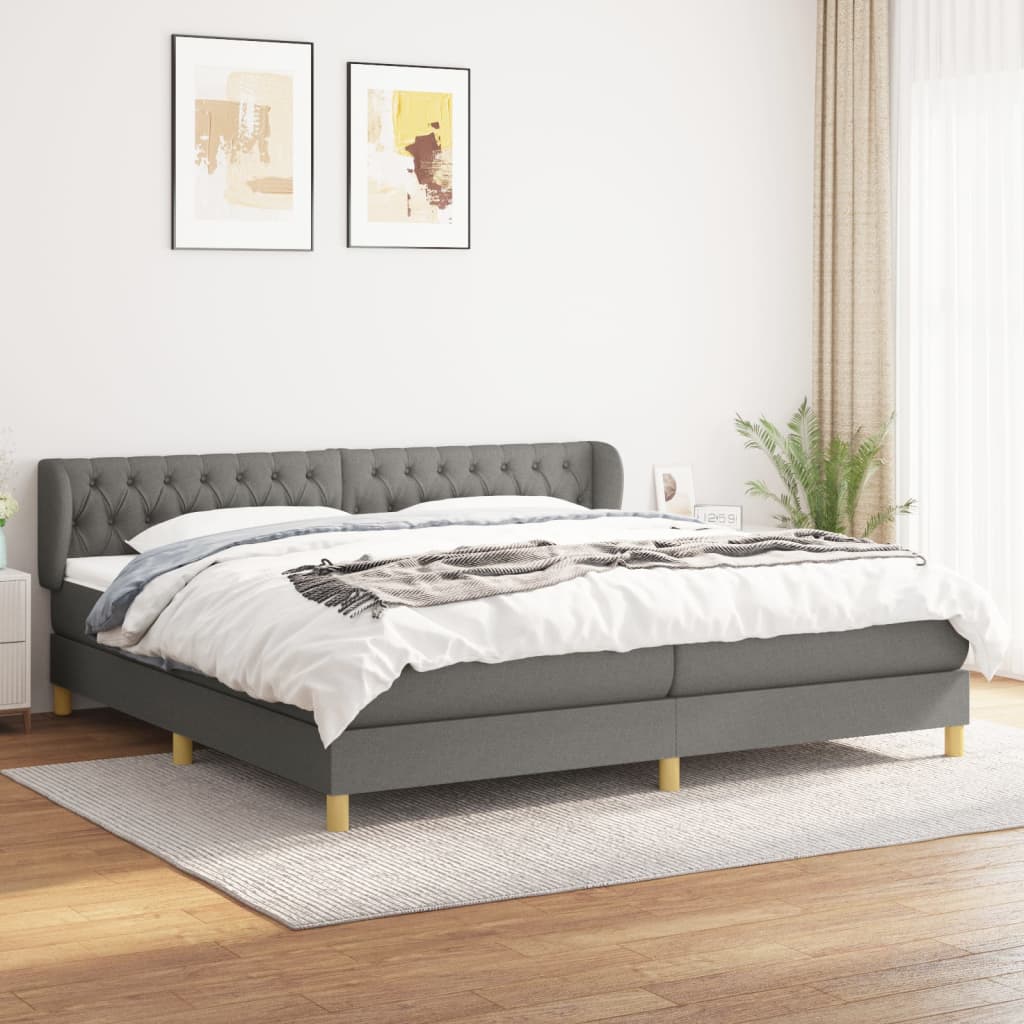 Boxspring met matras stof donkergrijs 200x200 cm is nu te koop bij PeponiXL, paradijselijk wonen!