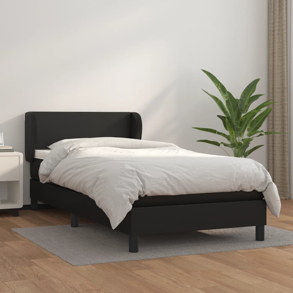 Boxspring met matras kunstleer zwart 80x200 cm is nu te koop bij PeponiXL, paradijselijk wonen!