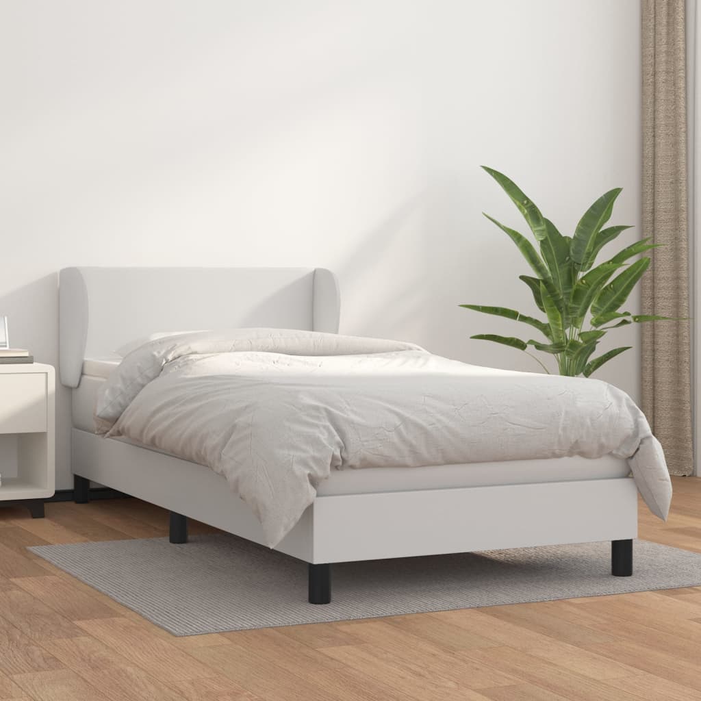 Boxspring met matras kunstleer wit 90x190 cm is nu te koop bij PeponiXL, paradijselijk wonen!