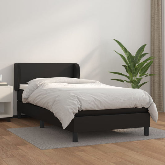 Boxspring met matras kunstleer zwart 100x200 cm is nu te koop bij PeponiXL, paradijselijk wonen!