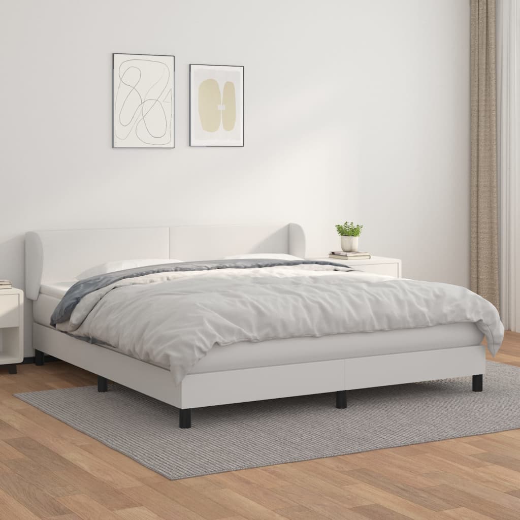 Boxspring met matras kunstleer wit 180x200 cm is nu te koop bij PeponiXL, paradijselijk wonen!