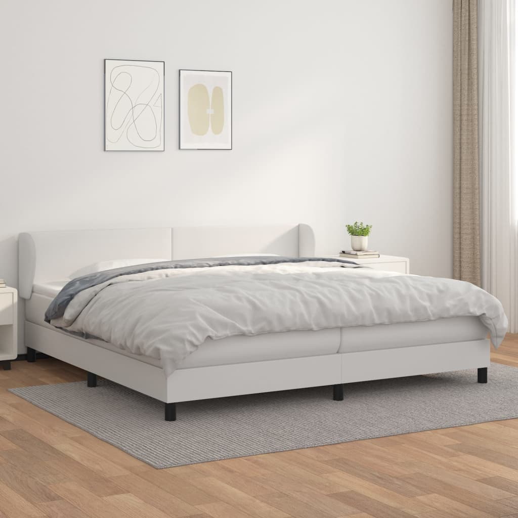 Boxspring met matras kunstleer wit 200x200 cm is nu te koop bij PeponiXL, paradijselijk wonen!