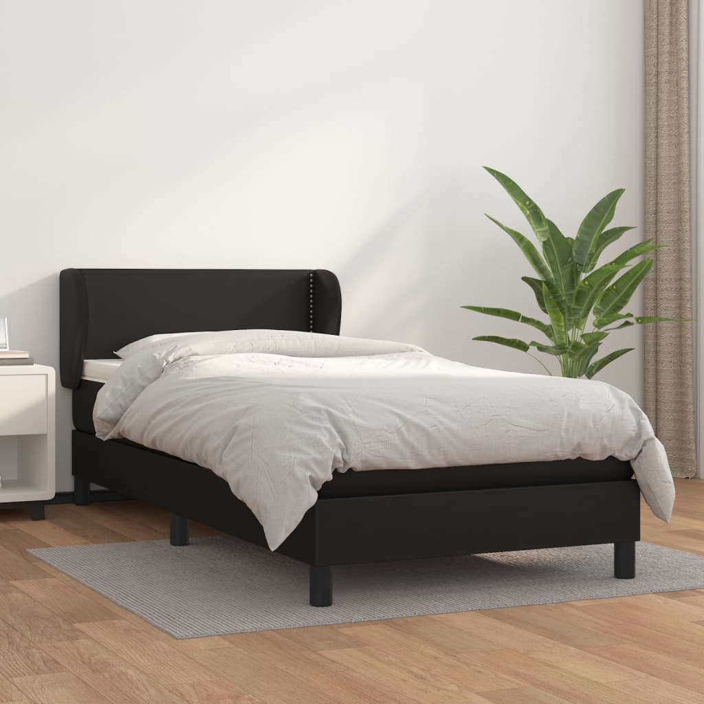 Boxspring met matras kunstleer zwart 90x190 cm is nu te koop bij PeponiXL, paradijselijk wonen!