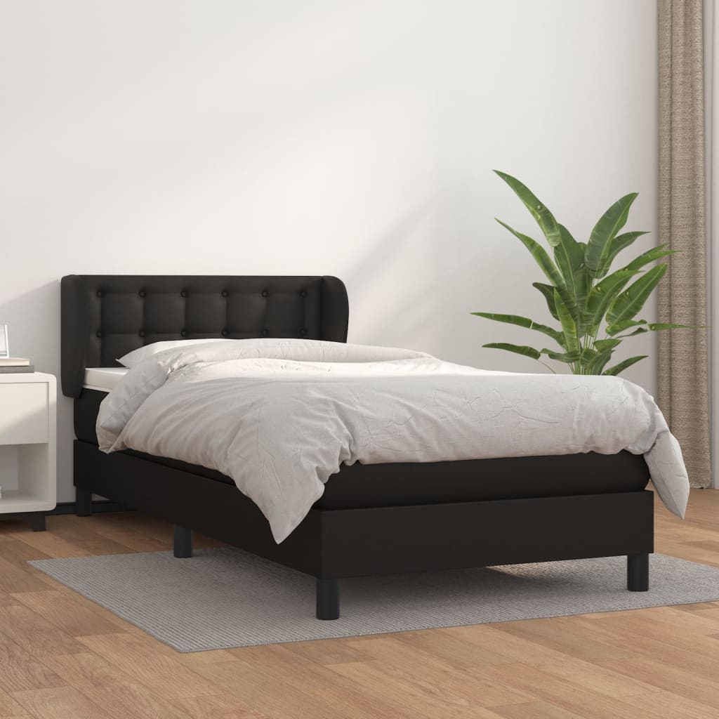 Boxspring met matras kunstleer zwart 100x200 cm is nu te koop bij PeponiXL, paradijselijk wonen!