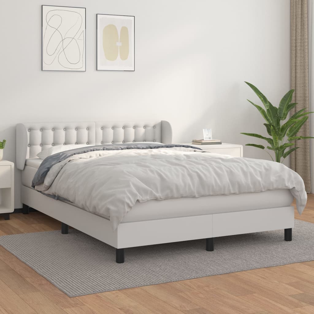 Boxspring met matras kunstleer wit 140x190 cm is nu te koop bij PeponiXL, paradijselijk wonen!