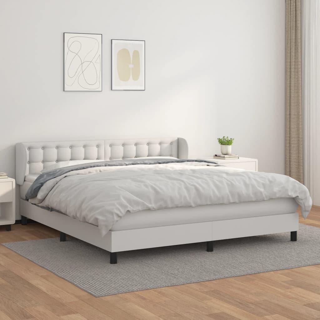 Boxspring met matras kunstleer wit 160x200 cm is nu te koop bij PeponiXL, paradijselijk wonen!
