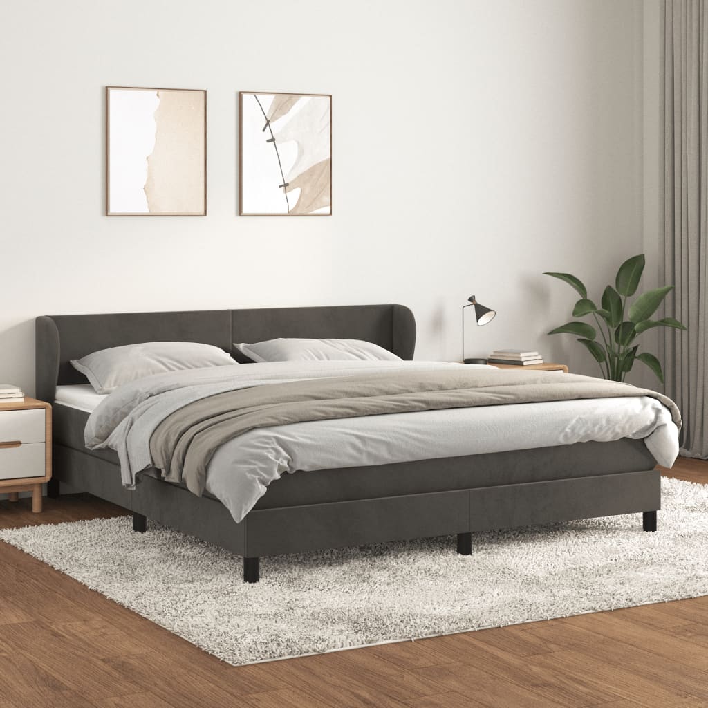 Boxspring met matras fluweel donkergrijs 160x200 cm is nu te koop bij PeponiXL, paradijselijk wonen!