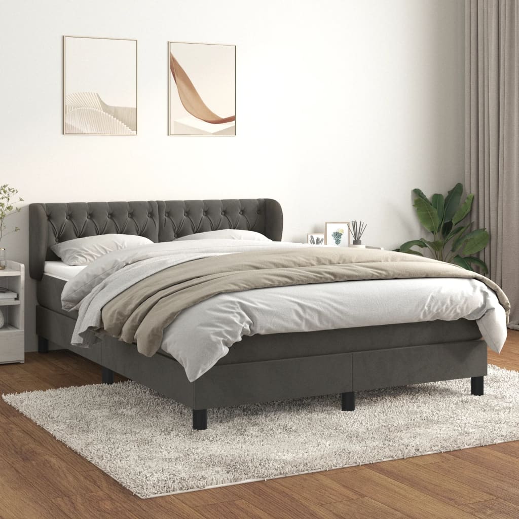 Boxspring met matras fluweel donkergrijs 140x200 cm is nu te koop bij PeponiXL, paradijselijk wonen!
