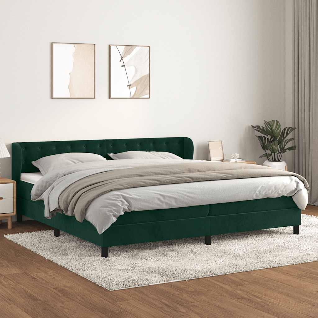 Boxspring met matras fluweel donkergroen 200x200 cm is nu te koop bij PeponiXL, paradijselijk wonen!