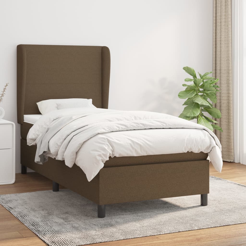 Boxspring met matras stof donkerbruin 90x200 cm is nu te koop bij PeponiXL, paradijselijk wonen!