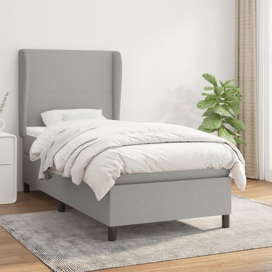 Boxspring met matras stof lichtgrijs 100x200 cm is nu te koop bij PeponiXL, paradijselijk wonen!