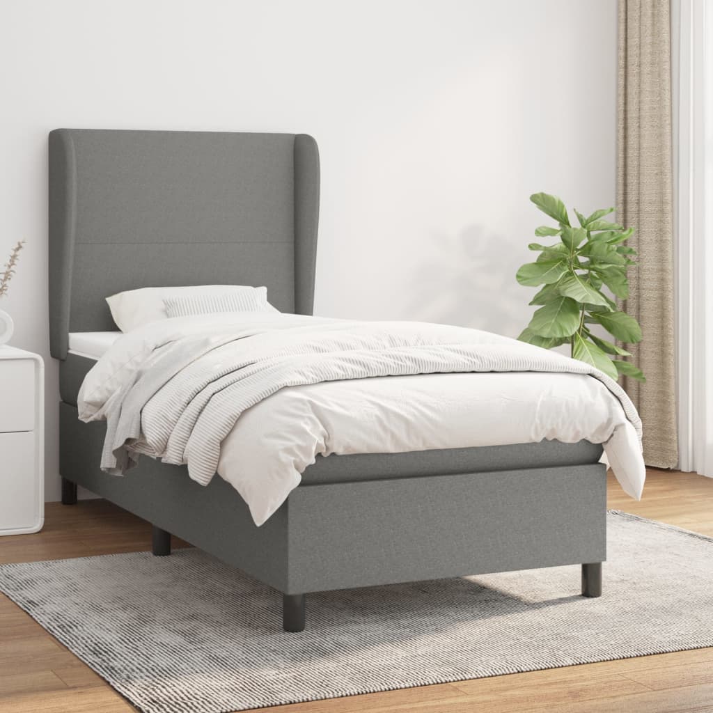 Boxspring met matras stof donkergrijs 100x200 cm is nu te koop bij PeponiXL, paradijselijk wonen!
