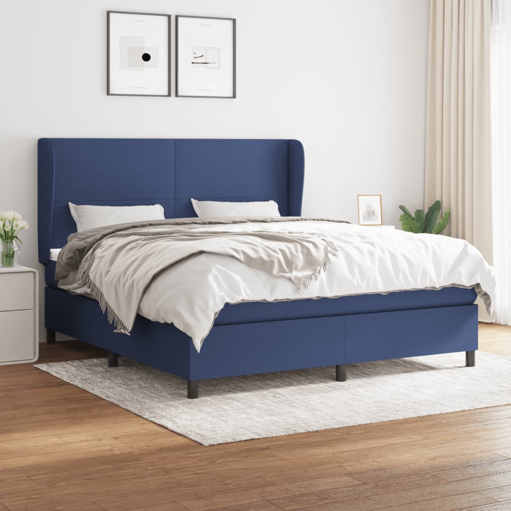 Boxspring met matras stof blauw 160x200 cm is nu te koop bij PeponiXL, paradijselijk wonen!