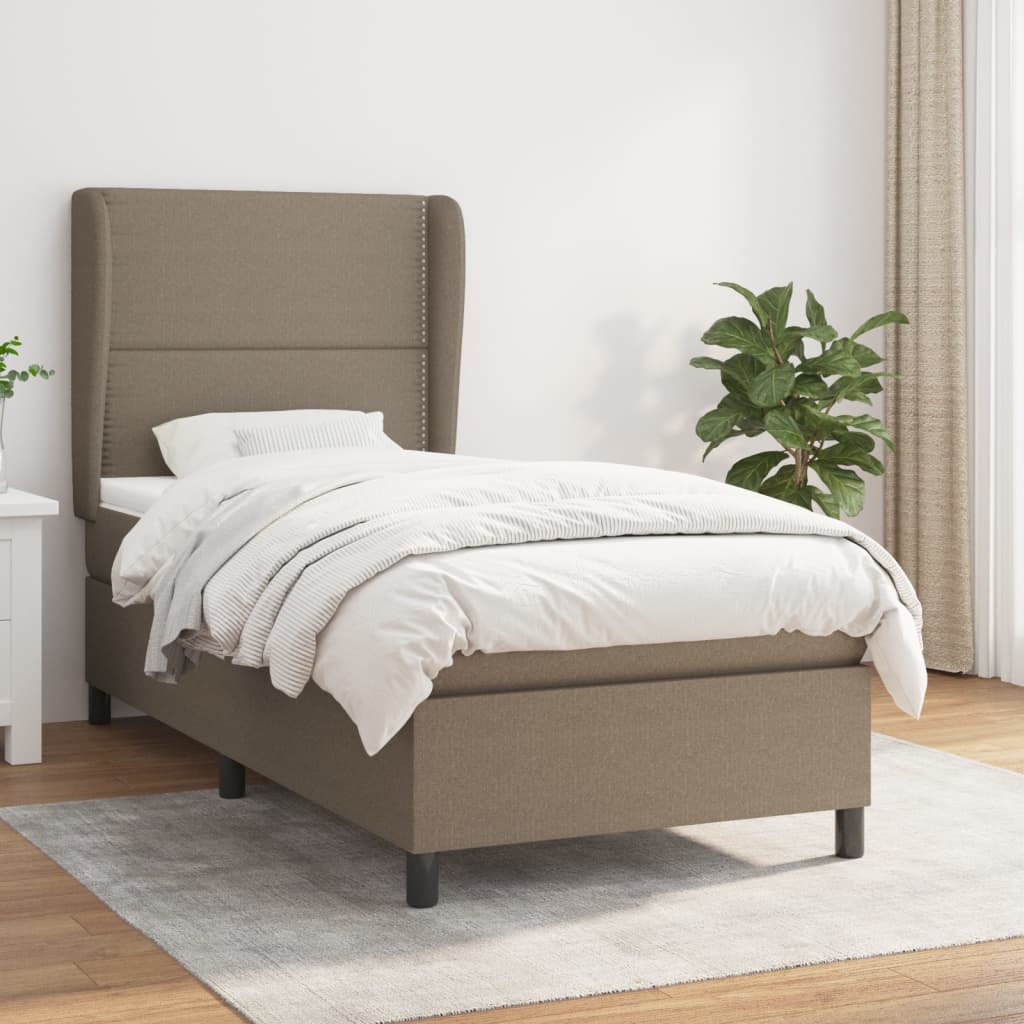 Boxspring met matras stof taupe 100x200 cm is nu te koop bij PeponiXL, paradijselijk wonen!