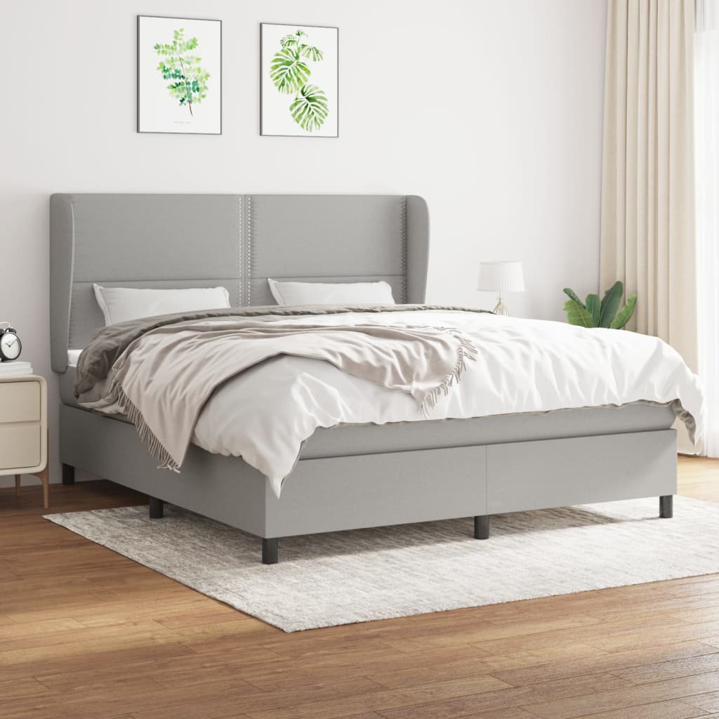 Boxspring met matras stof lichtgrijs 180x200 cm is nu te koop bij PeponiXL, paradijselijk wonen!