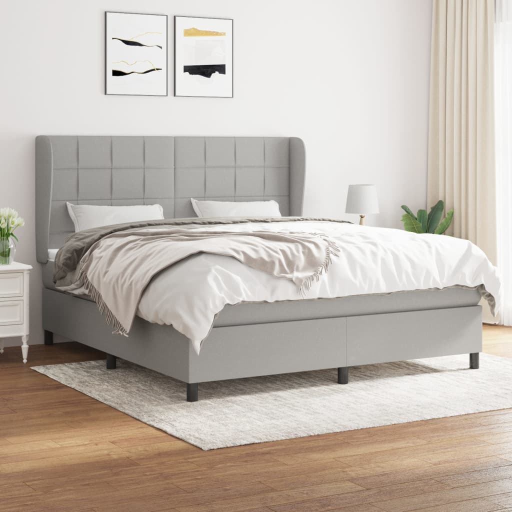 Boxspring met matras stof lichtgrijs 160x200 cm is nu te koop bij PeponiXL, paradijselijk wonen!