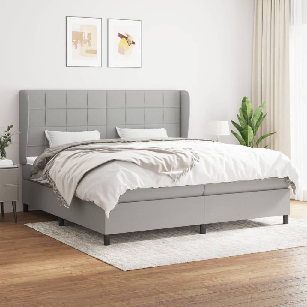 Boxspring met matras stof lichtgrijs 200x200 cm is nu te koop bij PeponiXL, paradijselijk wonen!