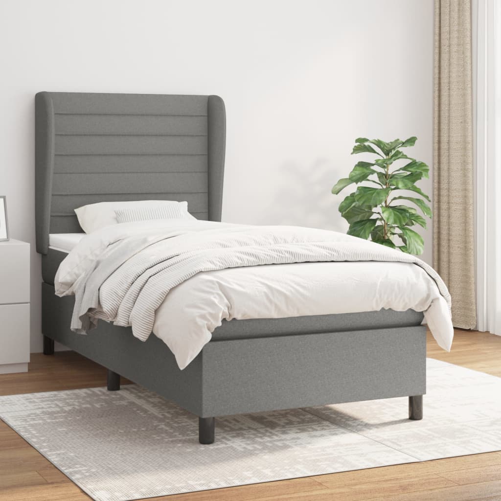 Boxspring met matras stof donkergrijs 100x200 cm is nu te koop bij PeponiXL, paradijselijk wonen!