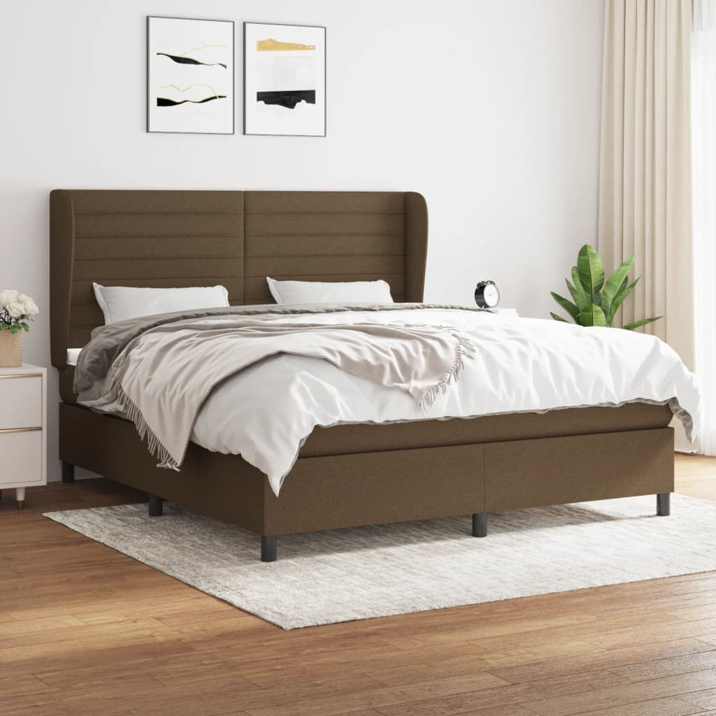 Boxspring met matras stof donkerbruin 160x200 cm is nu te koop bij PeponiXL, paradijselijk wonen!