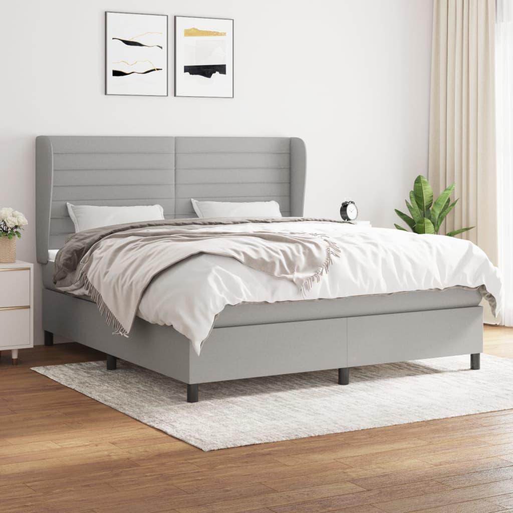 Boxspring met matras stof lichtgrijs 180x200 cm is nu te koop bij PeponiXL, paradijselijk wonen!