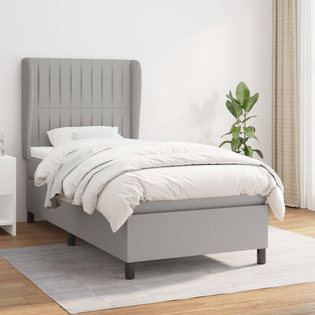 Boxspring met matras stof lichtgrijs 90x190 cm is nu te koop bij PeponiXL, paradijselijk wonen!