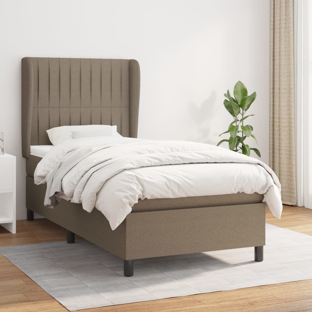 Boxspring met matras stof taupe 100x200 cm is nu te koop bij PeponiXL, paradijselijk wonen!