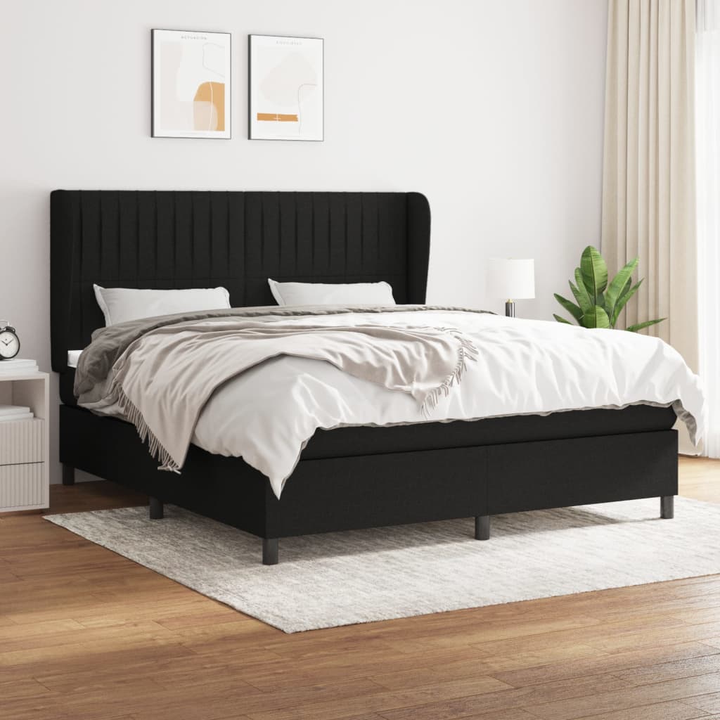Boxspring met matras stof zwart 180x200 cm is nu te koop bij PeponiXL, paradijselijk wonen!