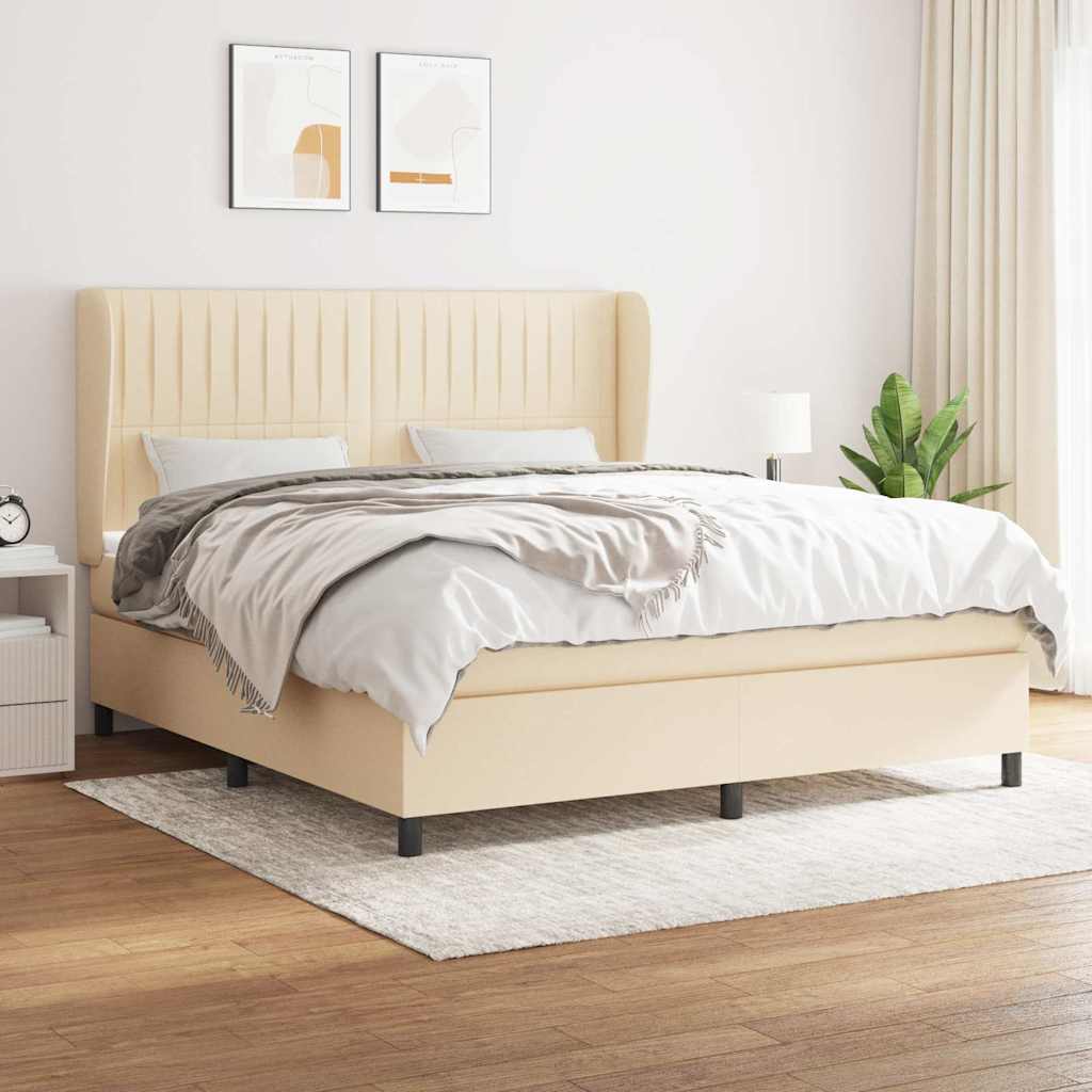 Boxspring met matras stof crèmekleurig 180x200 cm is nu te koop bij PeponiXL, paradijselijk wonen!