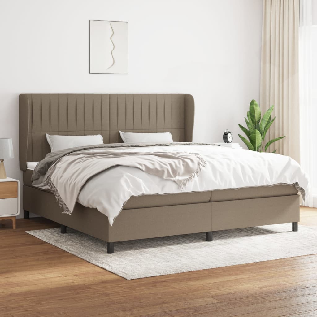 Boxspring met matras stof taupe 200x200 cm is nu te koop bij PeponiXL, paradijselijk wonen!