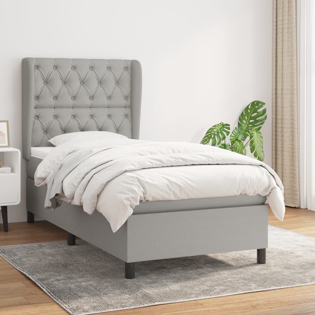 Boxspring met matras stof lichtgrijs 80x200 cm is nu te koop bij PeponiXL, paradijselijk wonen!