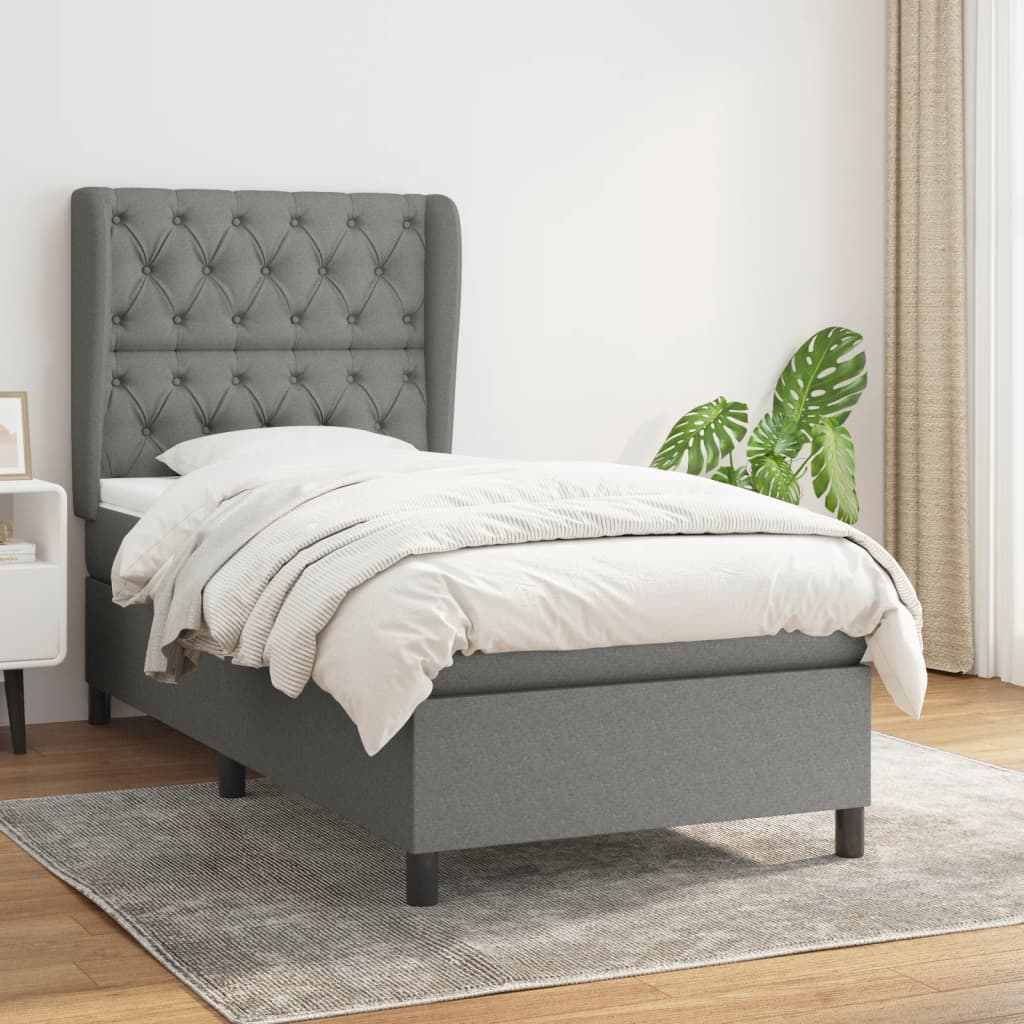 Boxspring met matras stof donkergrijs 80x200 cm is nu te koop bij PeponiXL, paradijselijk wonen!
