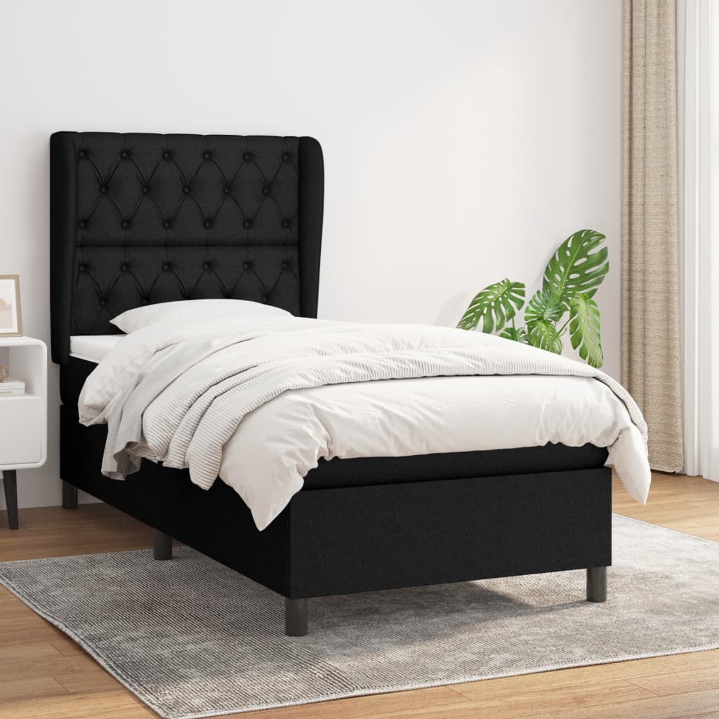 Boxspring met matras stof zwart 80x200 cm is nu te koop bij PeponiXL, paradijselijk wonen!