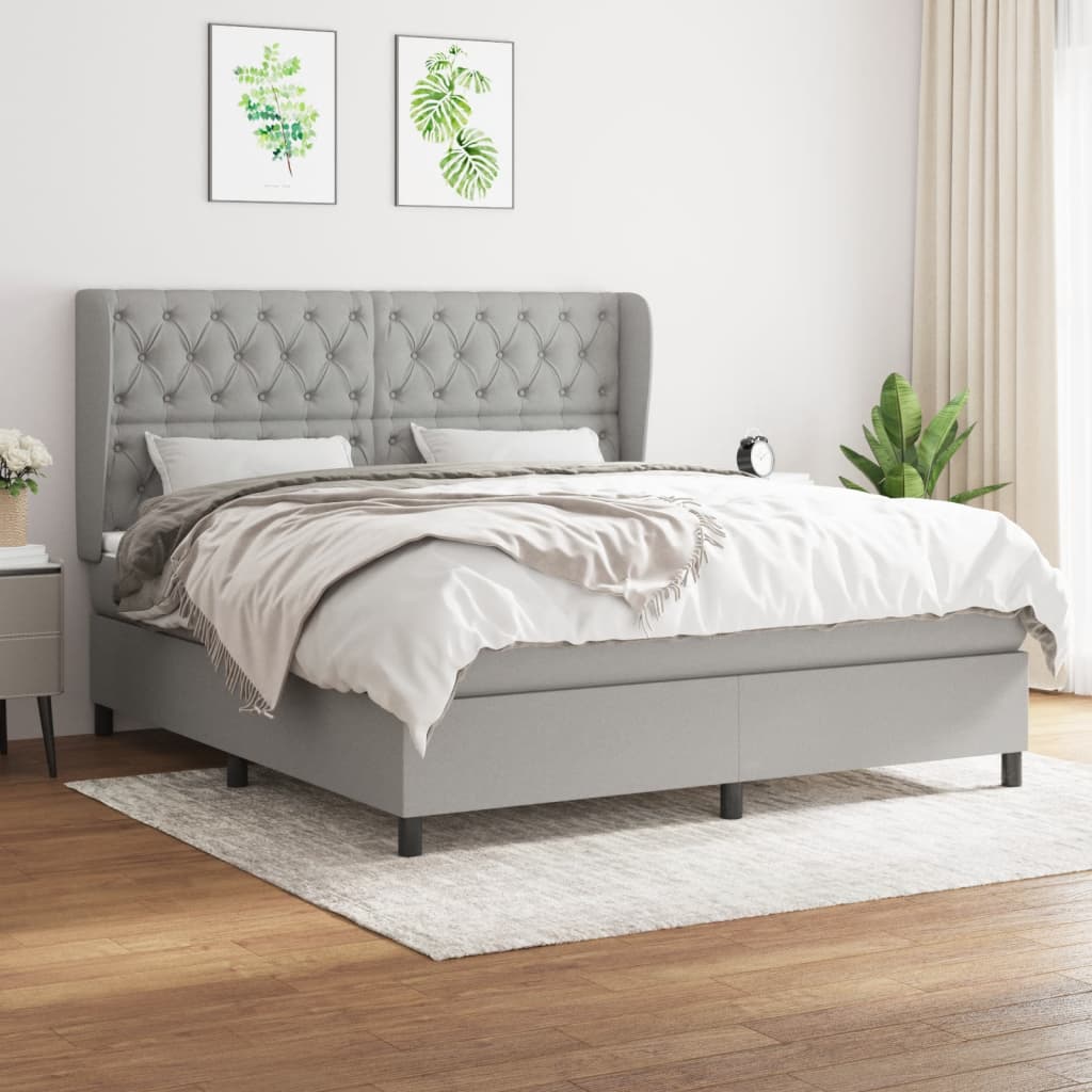 Boxspring met matras stof lichtgrijs 160x200 cm is nu te koop bij PeponiXL, paradijselijk wonen!