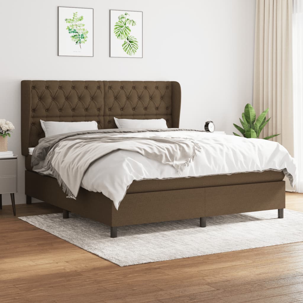 Boxspring met matras stof donkerbruin 160x200 cm is nu te koop bij PeponiXL, paradijselijk wonen!