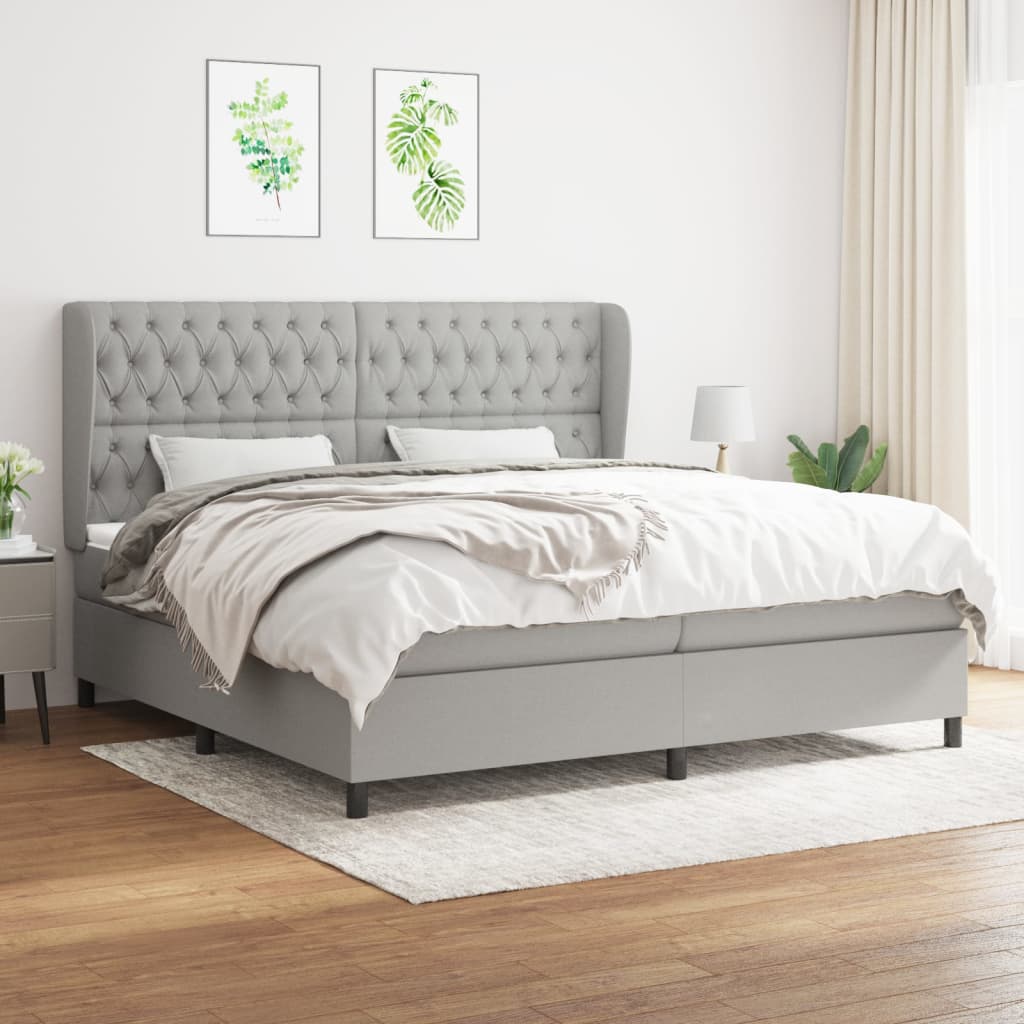Boxspring met matras stof lichtgrijs 200x200 cm is nu te koop bij PeponiXL, paradijselijk wonen!