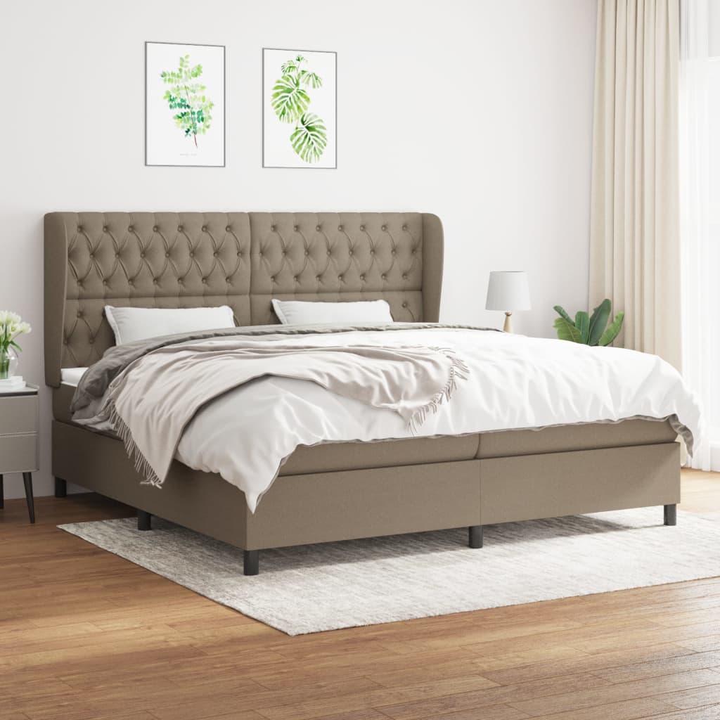 Boxspring met matras stof taupe 200x200 cm is nu te koop bij PeponiXL, paradijselijk wonen!