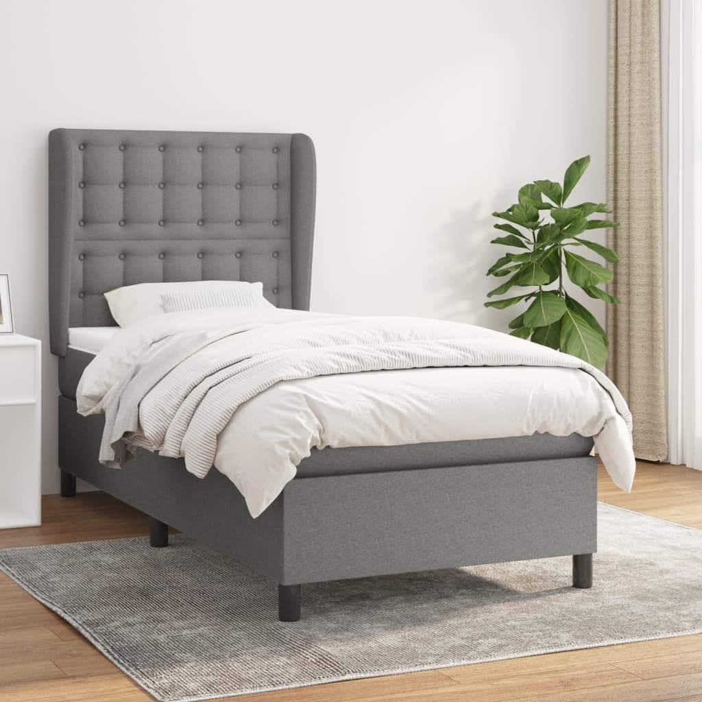 Boxspring met matras stof donkergrijs 90x190 cm is nu te koop bij PeponiXL, paradijselijk wonen!