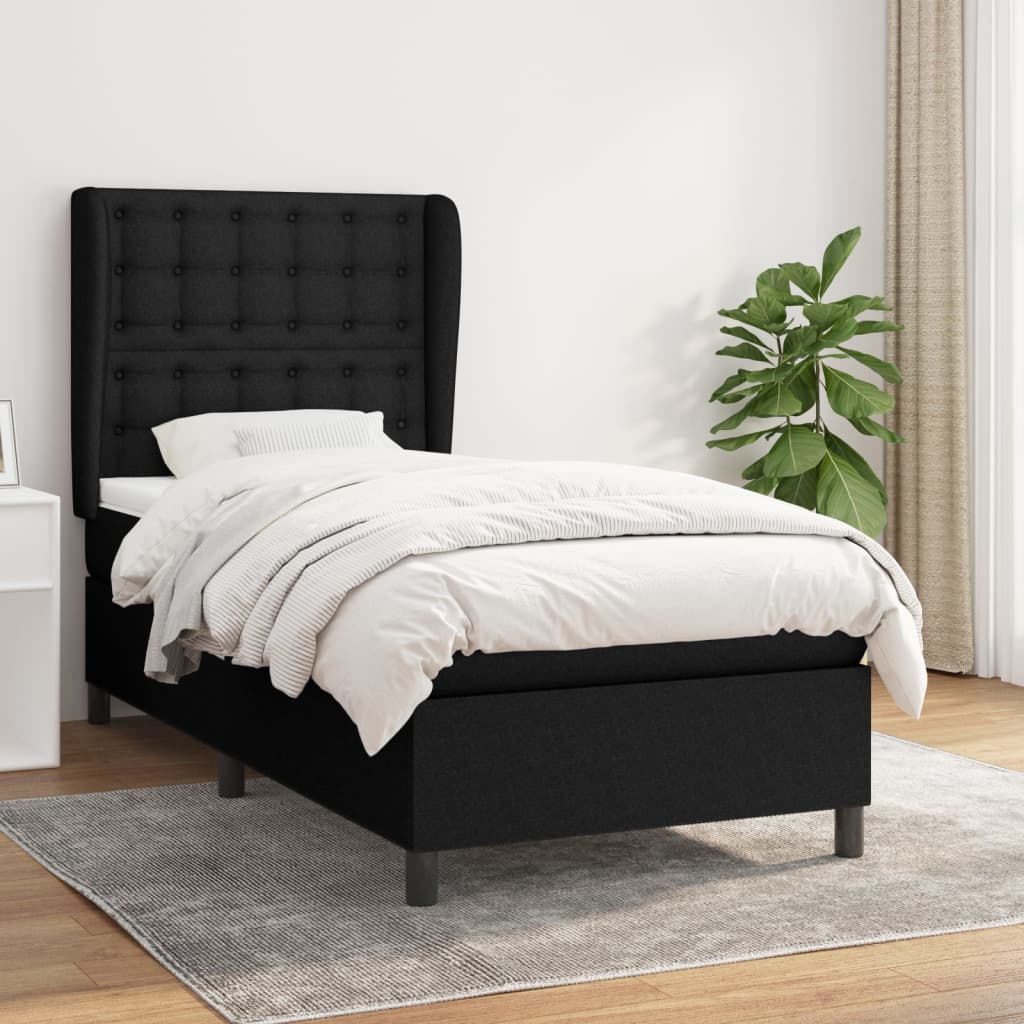 Boxspring met matras stof zwart 90x190 cm is nu te koop bij PeponiXL, paradijselijk wonen!