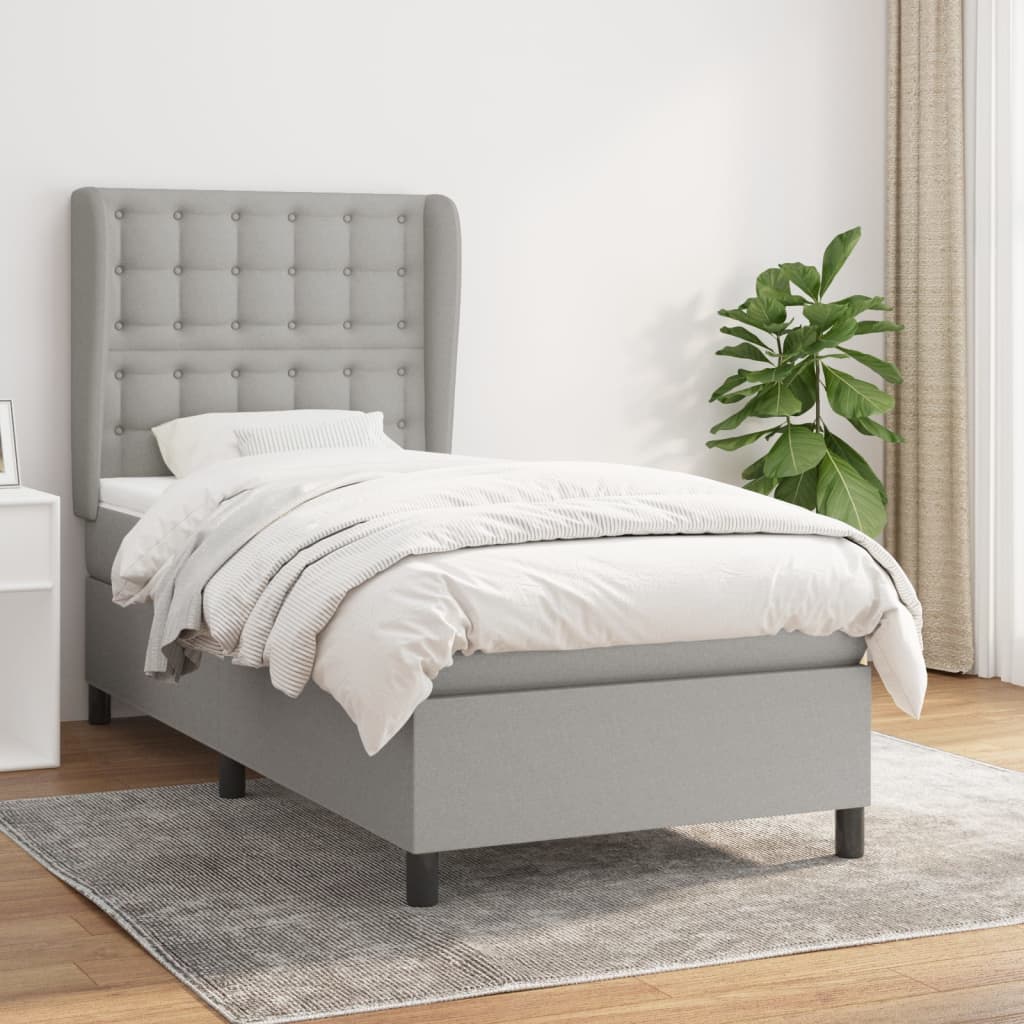 Boxspring met matras stof lichtgrijs 100x200 cm is nu te koop bij PeponiXL, paradijselijk wonen!
