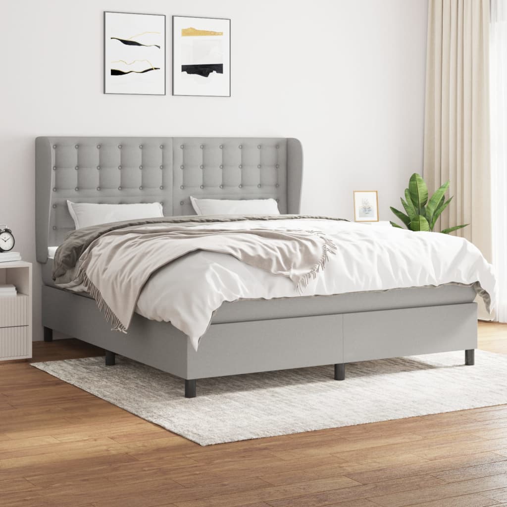 Boxspring met matras stof lichtgrijs 160x200 cm is nu te koop bij PeponiXL, paradijselijk wonen!