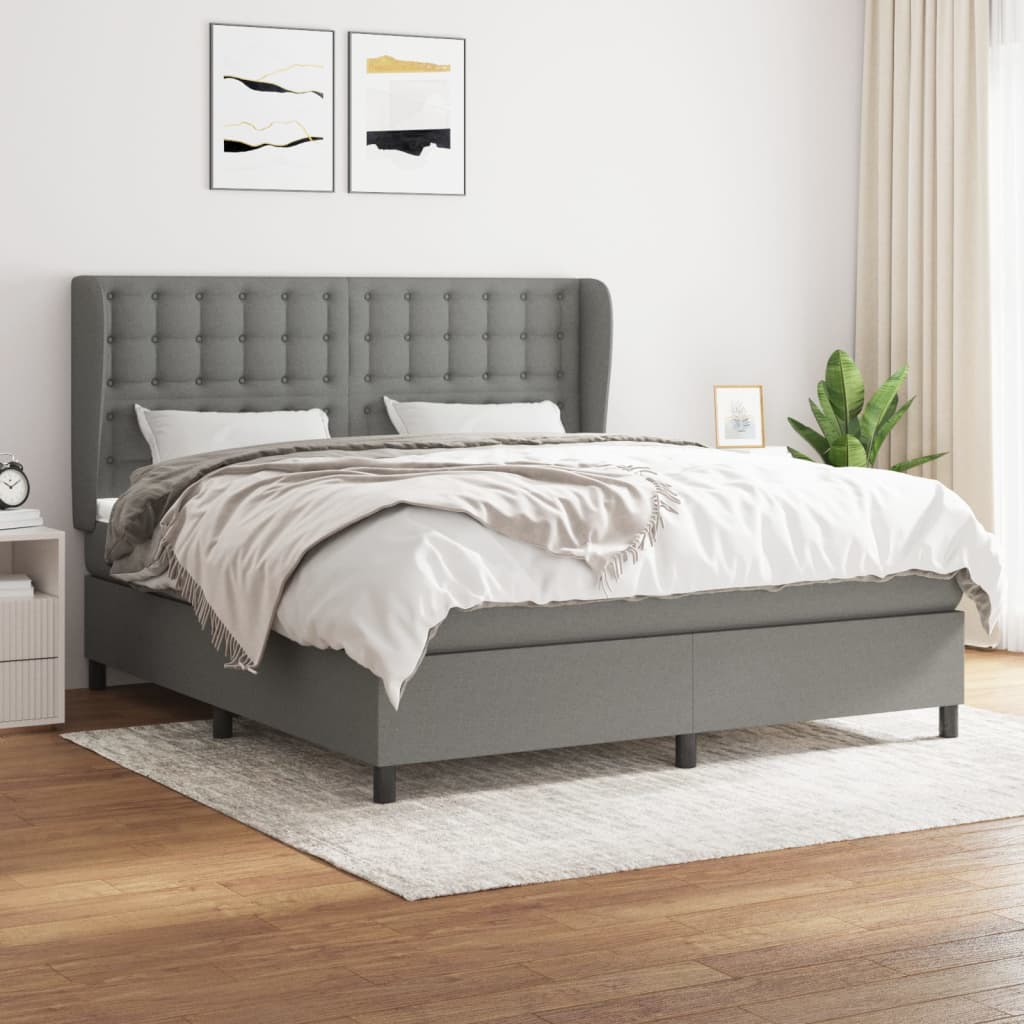 Boxspring met matras stof donkergrijs 180x200 cm is nu te koop bij PeponiXL, paradijselijk wonen!