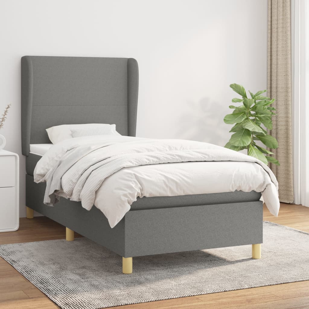 Boxspring met matras stof donkergrijs 90x200 cm is nu te koop bij PeponiXL, paradijselijk wonen!