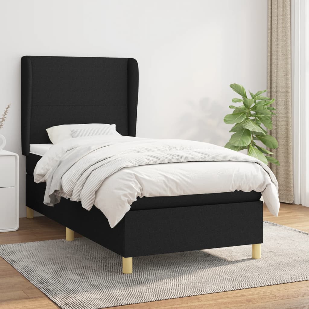 Boxspring met matras stof zwart 100x200 cm is nu te koop bij PeponiXL, paradijselijk wonen!
