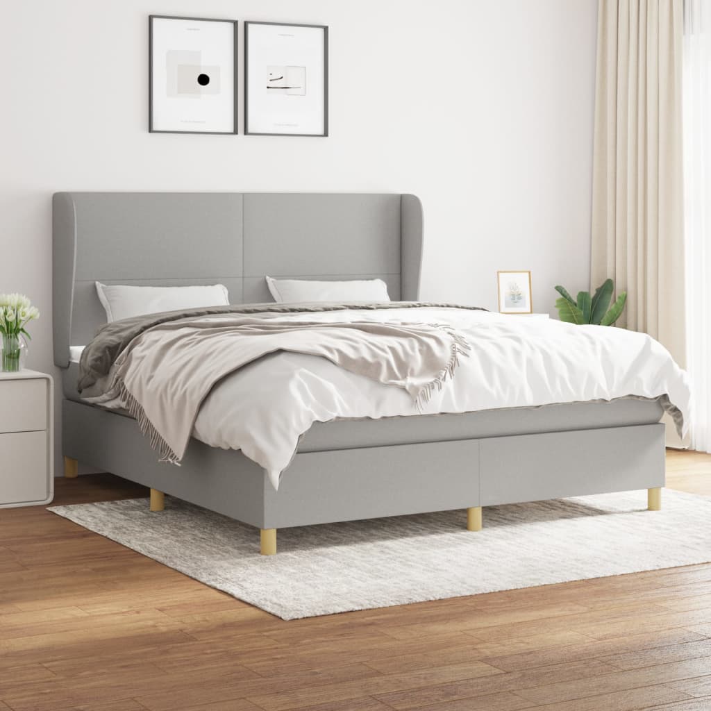 Boxspring met matras stof lichtgrijs 160x200 cm is nu te koop bij PeponiXL, paradijselijk wonen!
